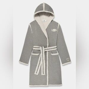 UGG Gray and Cream Hooded Robe